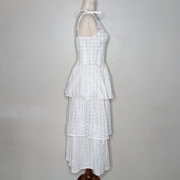 En Saison Croix White Cotton Eyelet Midi Summer Dress Size Large - Picture 4 of 8